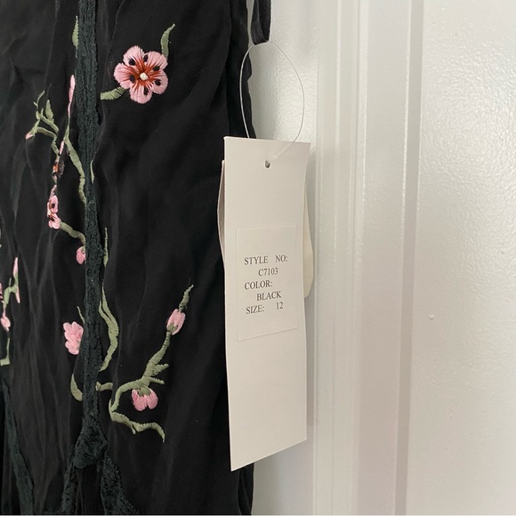 Sue Wong size 12 cherry blossom embroidered black formal dress nwt never worn - Picture 4 of 6